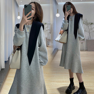 潮妈上衣遮肚网红洋气2025新款 时尚 长裙 连衣裙时髦套装 孕妇春秋款