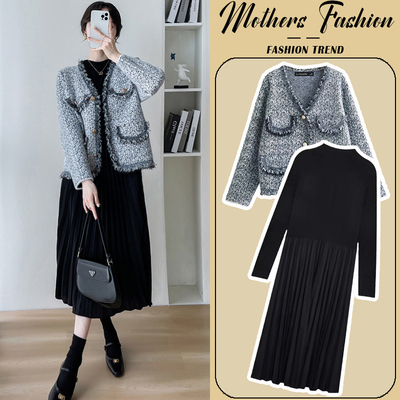 孕妇连衣裙套装秋冬2025新穿到生