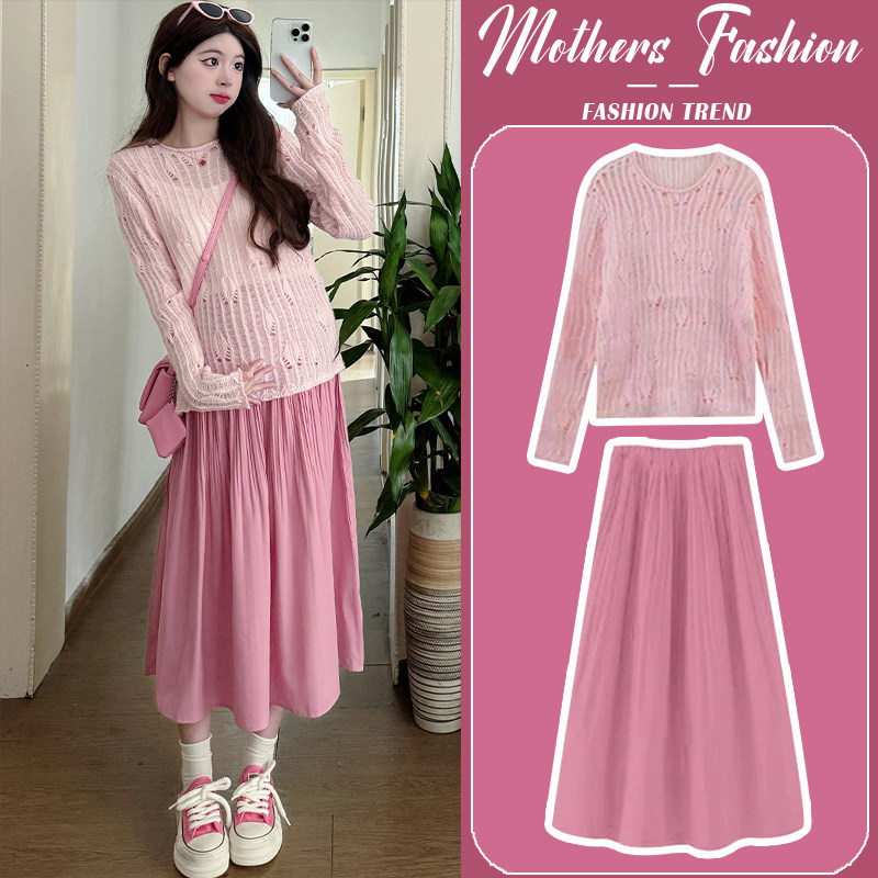 孕妇连衣裙套装春秋2026新款韩版潮妈镂空宽松上衣半身裙两件套女,孕妇装/孕产妇用品/营养,连衣裙,淘宝优惠券,粉丝福利购,淘宝优惠卷