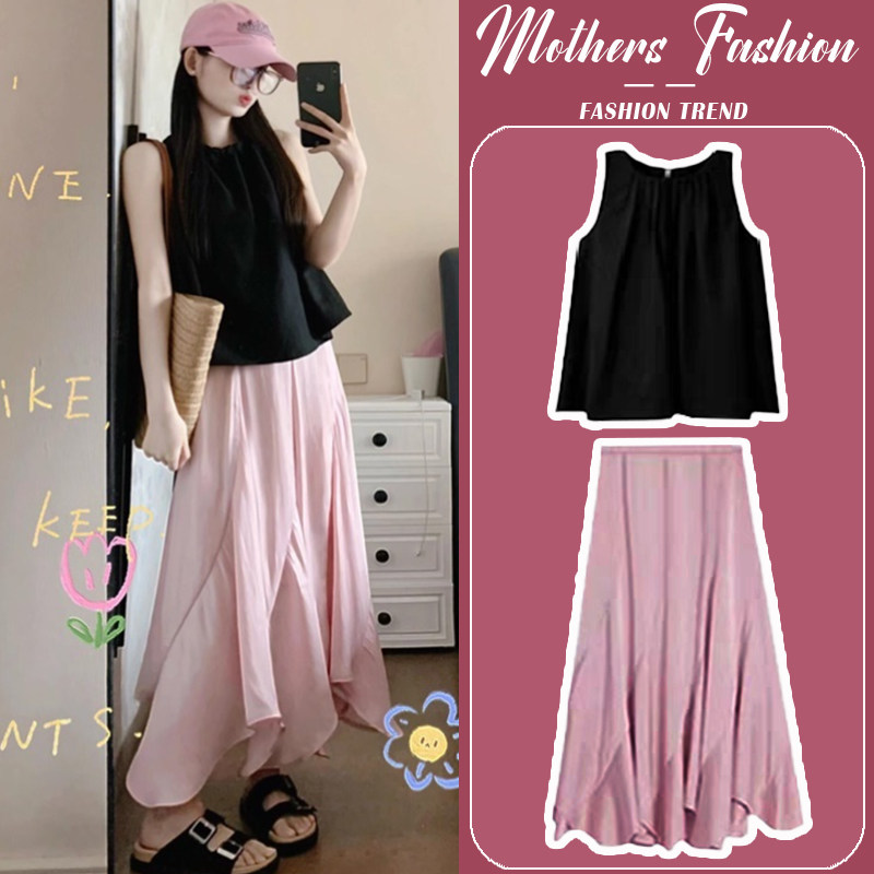 孕妇连衣裙套装夏季2026新款黑色无袖减龄上衣不规则半身裙两件套,孕妇装/孕产妇用品/营养,连衣裙,淘宝优惠券,粉丝福利购,淘宝优惠卷