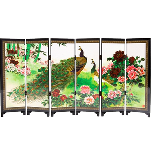 中国风迷你漆器小屏风摆件新中式装饰特色手工艺品出国送老外礼品