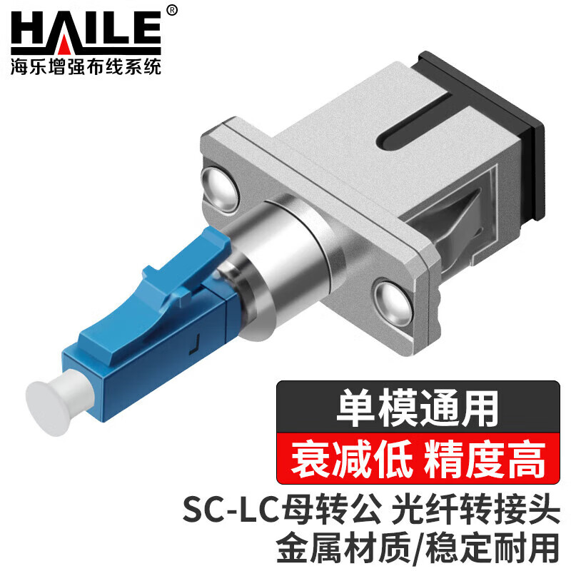 HAILE海乐 光纤适配器电信级LC-SC光纤耦合器 SC-LC母转公光纤转接头 法兰盘光纤对接头延长器 HSC-LC1