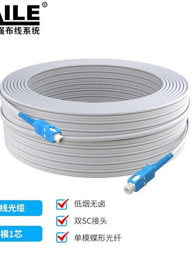 海乐 GJXH-2SC-15S 单模1芯室内2钢丝皮线光缆 双SC接头15米 白色