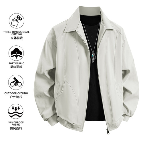 SMILEISLAND 夹克外套春季宽松翻领潮牌cleanfit美式飞行员休闲