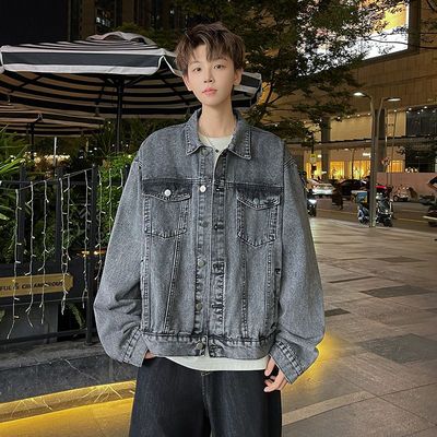 秋冬街头潮牌复古短款夹克上衣短款牛仔外套