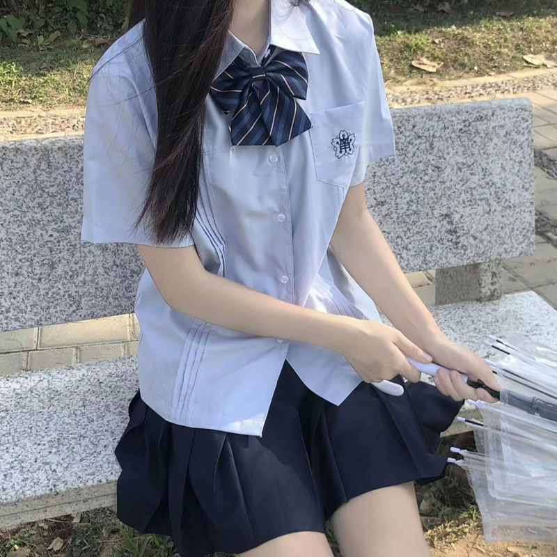 狗皮皮小岚中衬衫jk白色蓝色短袖制服原创学生夏季校供衬衣班服女 女装/女士精品 衬衫 原图主图