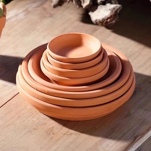 多肉红陶托盘接水盘圆形盘子底托浇水防漏防湿防尘透气垫底盘底座