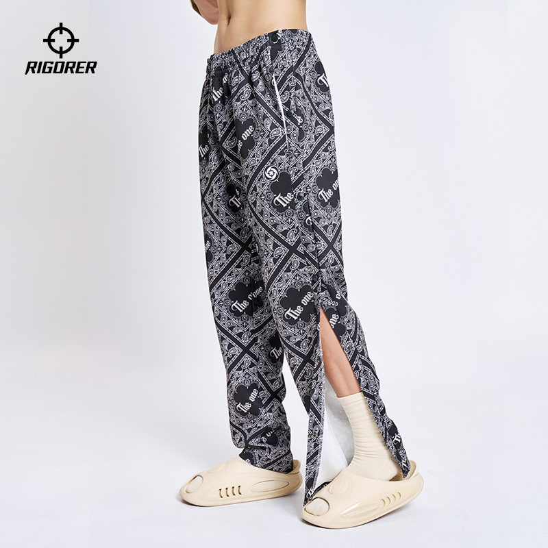 准者花裤子男士年2025夏季新款美式潮流宽松直筒裤侧开排扣运动裤