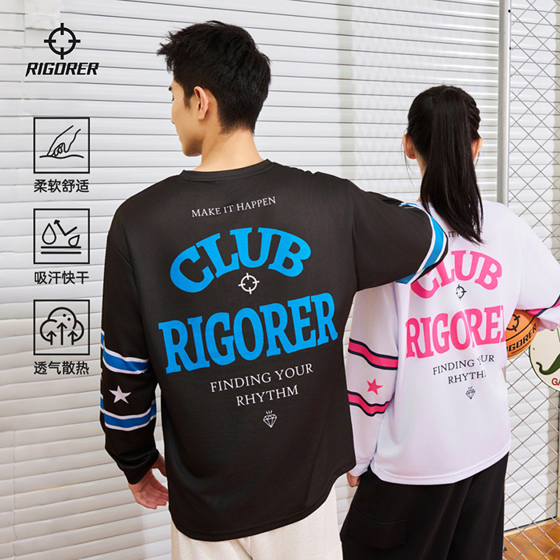 准者美式运动T恤男女同款秋季新速干健身跑步骑行投篮服长袖上衣