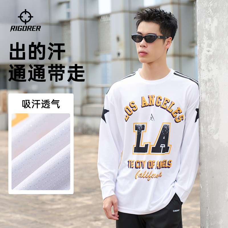 准者洛杉矶美式速干投篮服运动长袖T恤男秋季新款篮球抗菌潮上衣