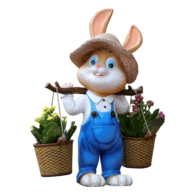 玻璃钢户外庭院卡通兔子花盆摆件