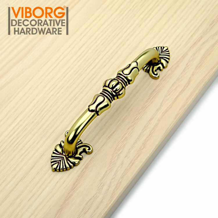 域堡纯铜美式橱柜柜子把手欧式古铜拉手衣柜门抽屉新中式双孔