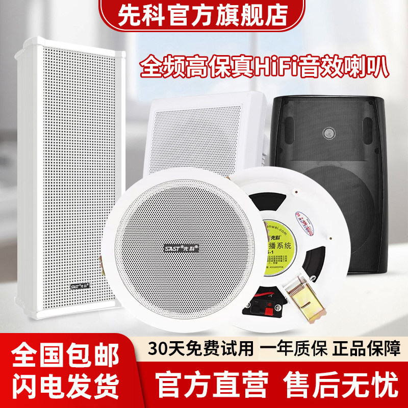 先科吸顶吊顶壁挂喇叭同轴吊球防水音柱天花无线音箱嵌入定压音响