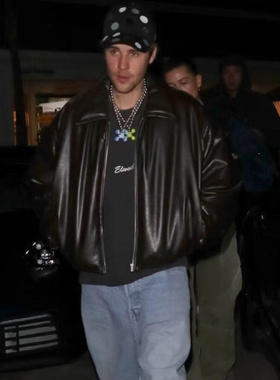 AC风格深棕色夹棉面包服宽松休闲pu皮男女情侣款棉服外套