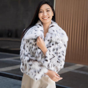 山猫款皮草纯白毛毛外套女2026秋冬新款豹纹环保狐狸毛欧美风大衣