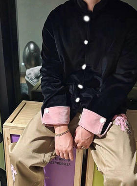 新中式老钱风丝绒休闲宽松唐装男女款中国风衬衫夹克外套