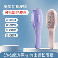 跨境头皮上药器电动按摩育发生发液精华导入蓝红光疗微电流按摩梳
