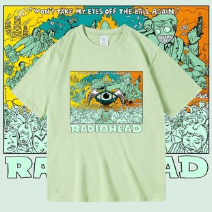 欧美Radiohead电台司令摇滚潮牌周边圆领套头纯棉夏季男女短袖T恤