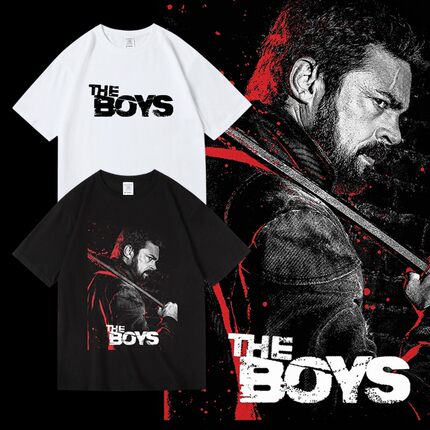 美式美剧电影theboys黑袍纠察队布彻周边纯棉短半袖T恤男女夏bf风