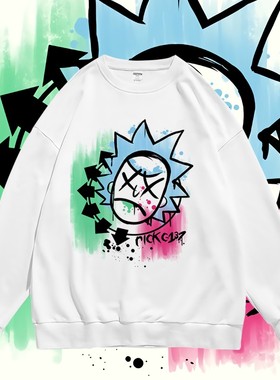 瑞克与莫蒂联名blink182乐队潮牌周边宽松圆领套头卫衣春秋男女bf