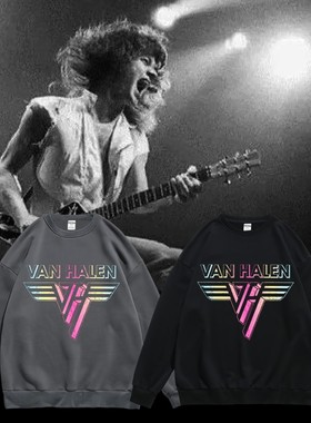 摇滚重金属卫衣van halen范海伦吉他圆领套头宽松潮流青少年男女