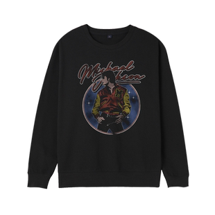 迈克尔杰克逊mj复古印花衣服颤栗beatit纪念圆领卫衣男女春秋薄款