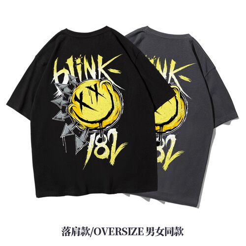 美式落肩oversize摇滚短袖T恤