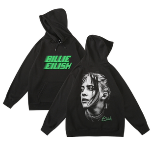 欧美歌手碧梨BillieEilish音乐潮牌周边连帽加绒秋冬男女套头卫衣