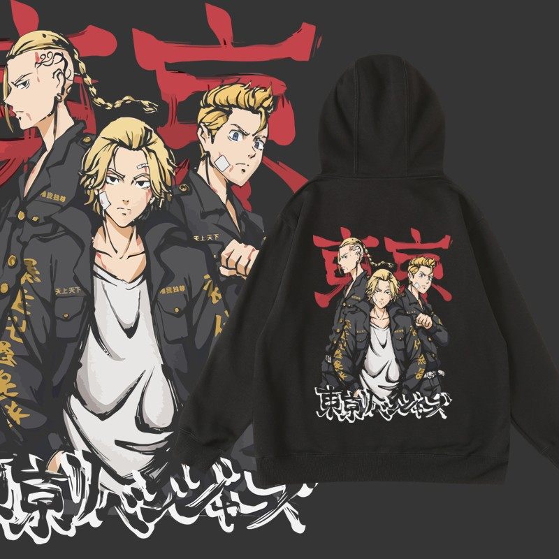 东京卍会mikey万次郎draken动漫潮卫衣宽松秋冬连帽套头加绒卫衣