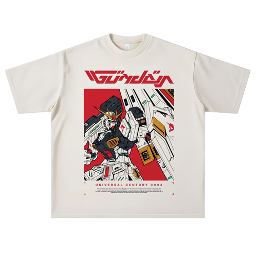 vintage美式二次元动漫高达RX-93逆袭的夏亚UC0093宽松短袖T恤夏