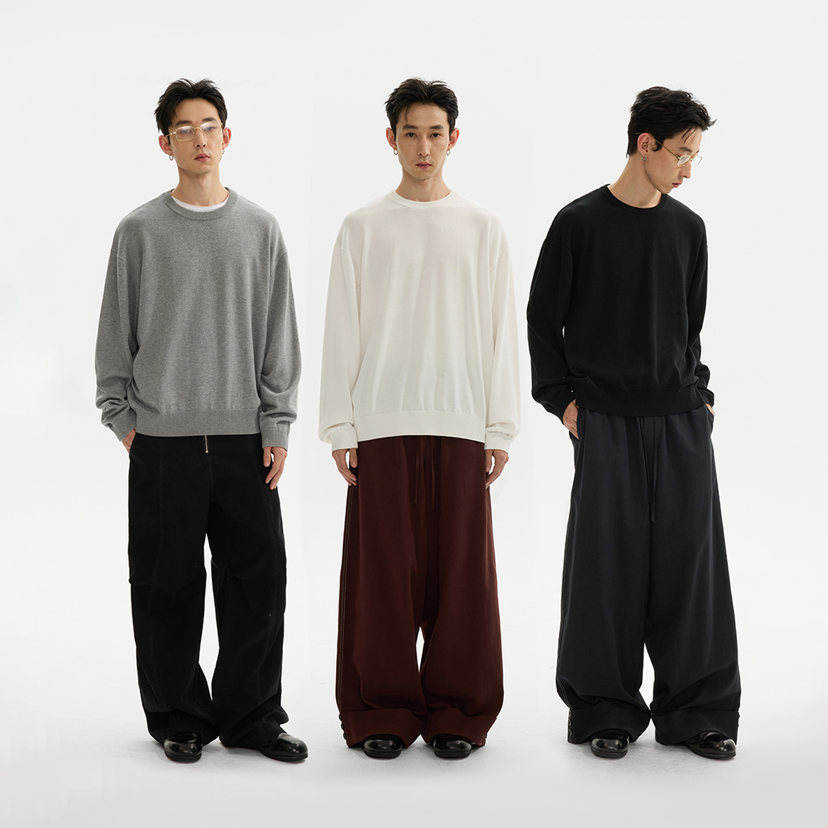 ESAT 三色圆领落肩基础天丝针织长袖打底衫