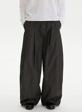 ESAT 茧型多褶宽松立体轻薄休闲阔腿长裤