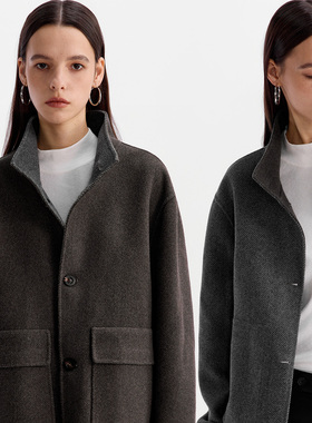 ESAT 短款立领50羊毛翻袋微廓休闲外套