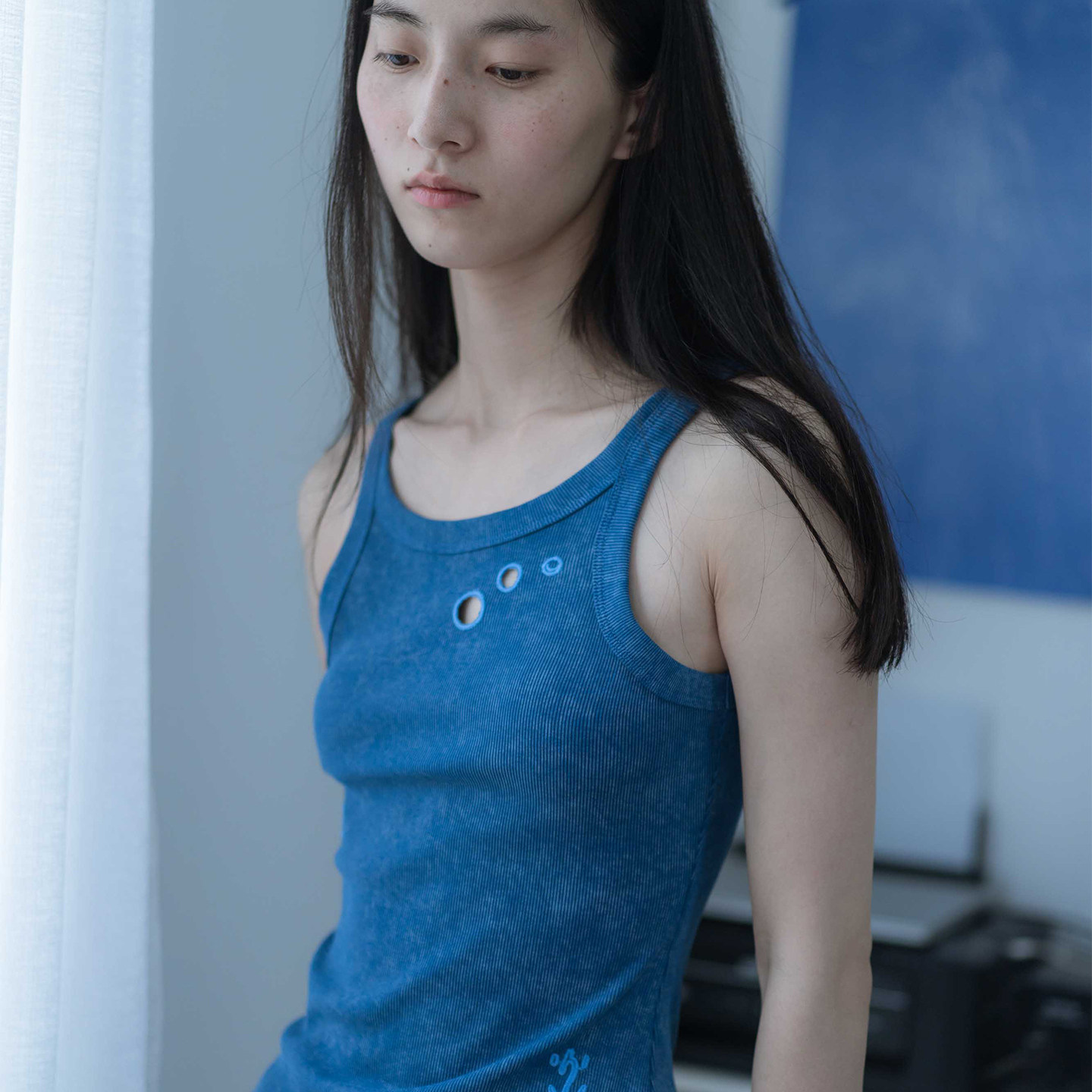 一个短篇丨休沐日 清凉螺纹刺绣镂空砂洗弹力背心（贴身不建议退
