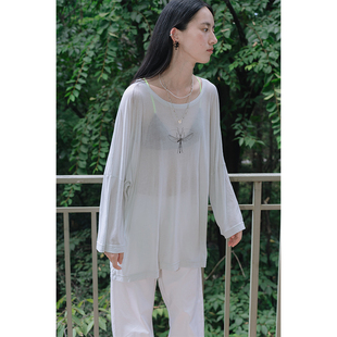一个短篇丨印花透明薄衫防晒罩衫圆领宽松T恤(材料脆弱慎重下单)