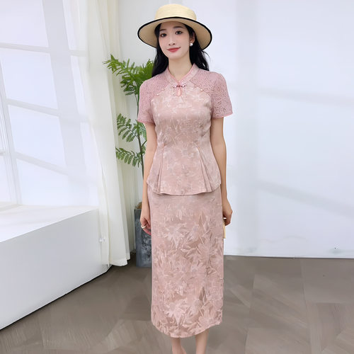 新中式国风改良旗袍连衣裙女夏季2026新款喜婆婆婚宴装妈妈两件套