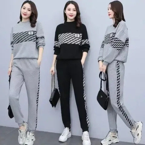2025年秋冬新款胖MM时尚洋气套两件套大码女装休闲百搭运动套装潮