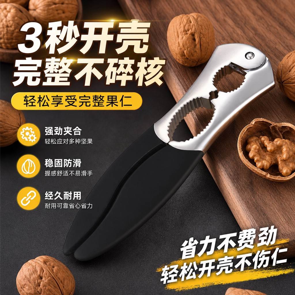 德国锌合金山核桃夹子家用开口器破壳器剥坚果工具夹榛子开壳钳子