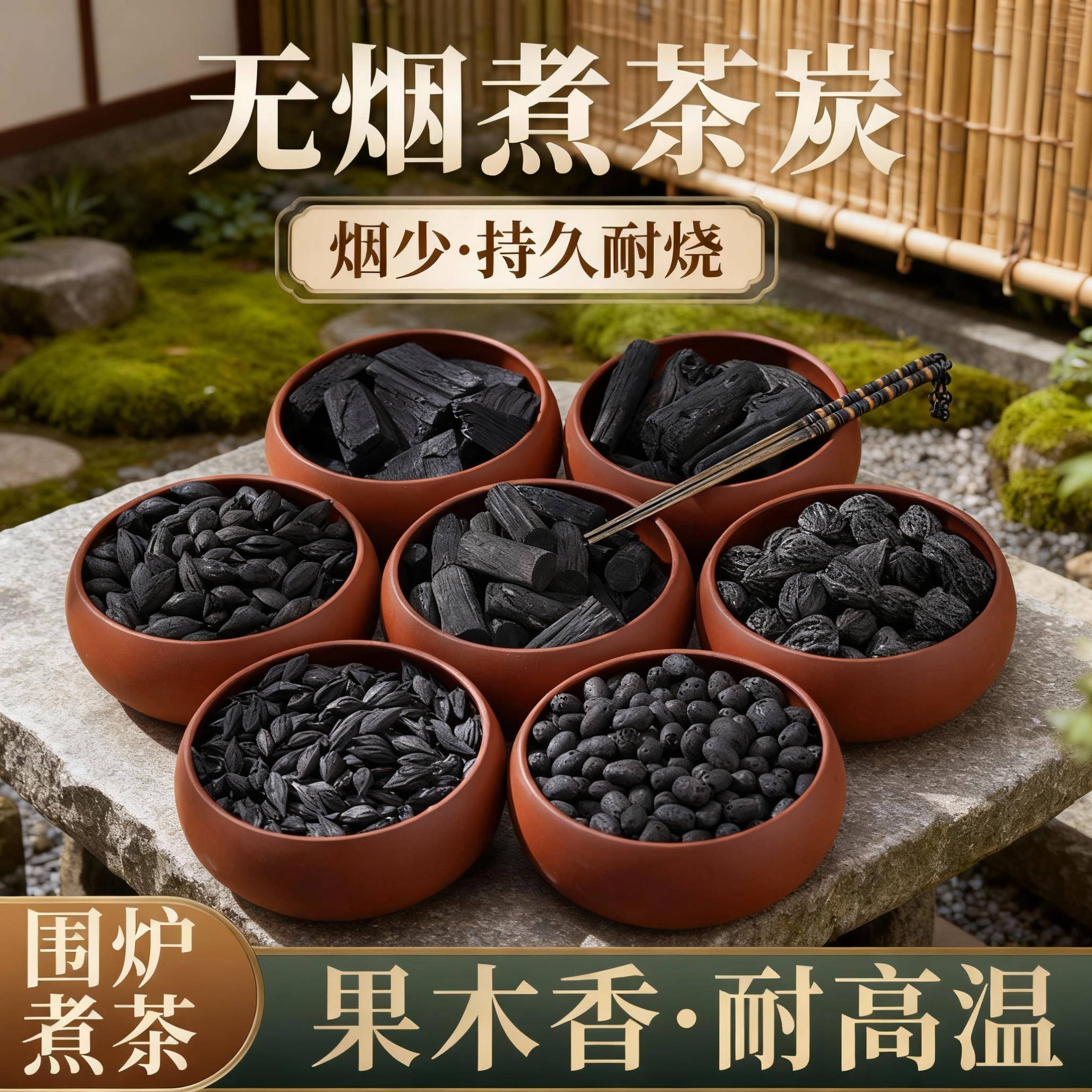 围炉煮茶碳无烟核桃碳橄榄碳龙眼乌榄菊花炭烧烤专用速燃果木炭块