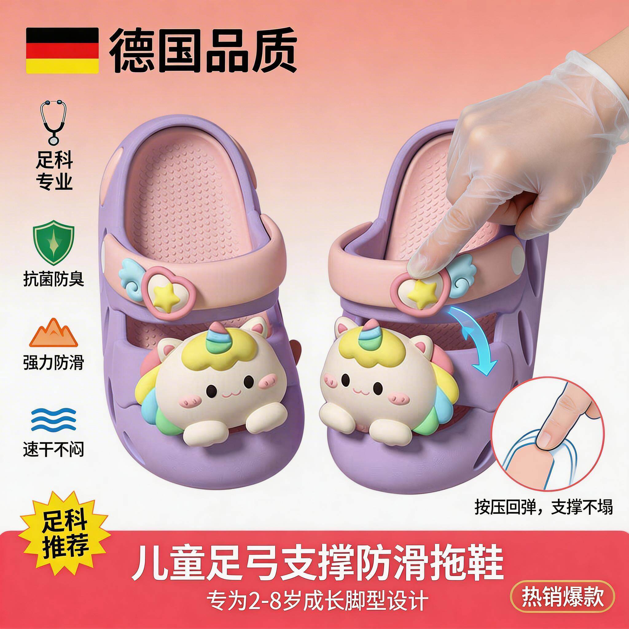 日本儿童洞洞鞋防滑女童拖鞋可爱卡通夏2026新款宝宝室内外穿滑DH