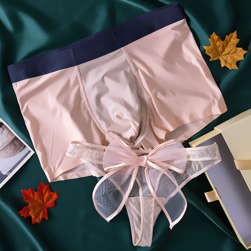 夏季冰丝情侣内裤一男一女蕾丝