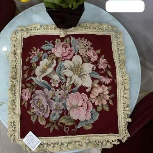 民族编织抱枕维多利亚风格洛可可布艺绒绣抱枕needlepoint艺术