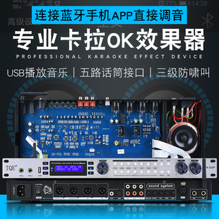 DSP专业前级混响器话筒防啸叫家用ktv舞台调音蓝牙混音器