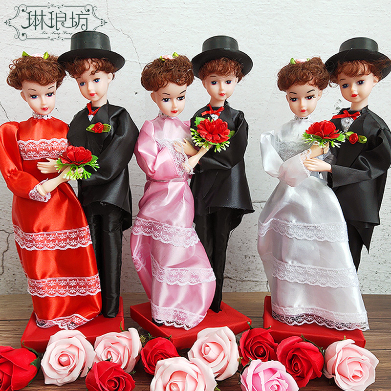 婚车车头装饰娃娃结婚用品卡通可爱情侣公仔一对婚车站娃