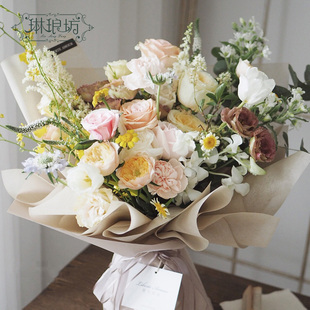 琳琅坊韩国卷装棉纸防水内衬包装纸不怕褶皱鲜花礼品花艺辅材加厚