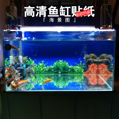 鱼缸背景贴纸壁画高清图3D背景纸