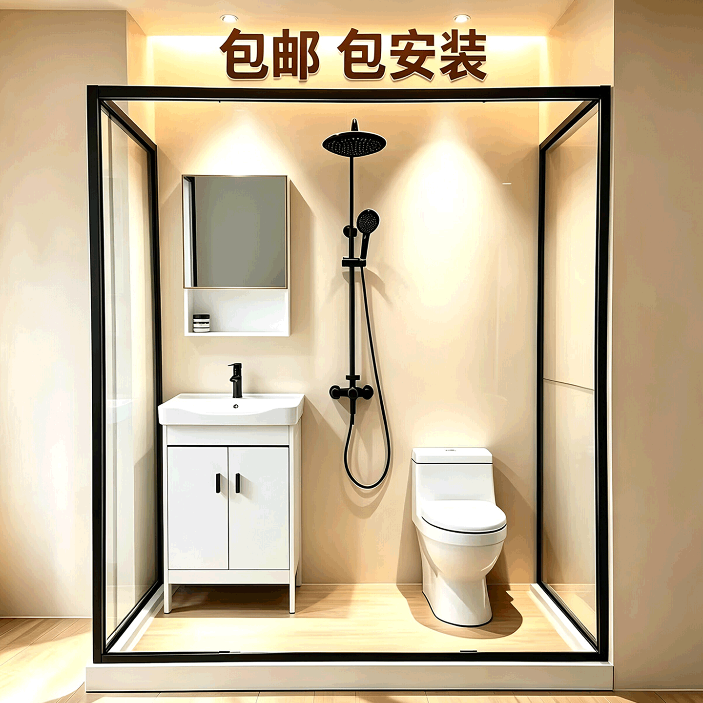 一体式整体淋浴房家用集成浴室图片