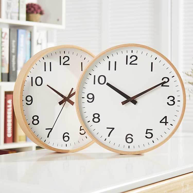 北欧挂钟客厅实木简约现代创意时钟挂表卧室家用石英钟表日式静