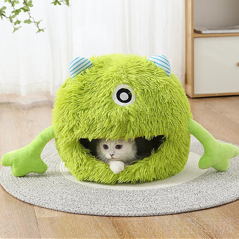 正品怪兽床猫窝冬天保暖全封可拆洗四季通用猫式屋幼猫闭觉宠睡物