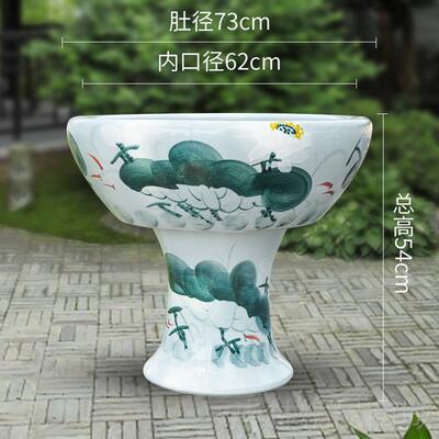 正品陶瓷缸德镇瓷底座创意金鱼缸高脚水浅乌龟缸睡莲鱼碗莲养鱼景